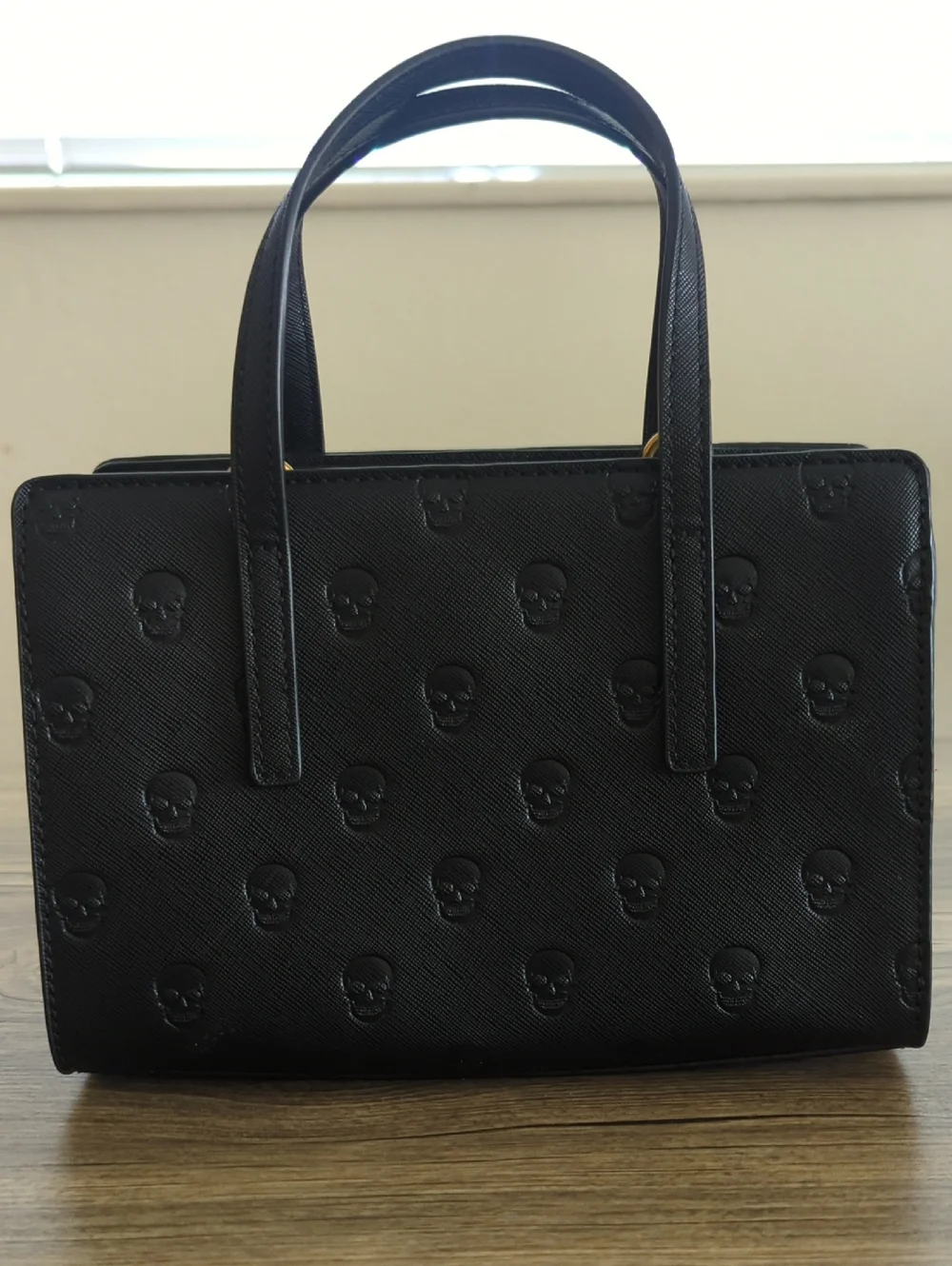Betsey Johnson Black Embossed Skull Tote Bag - Picture 2 of 8